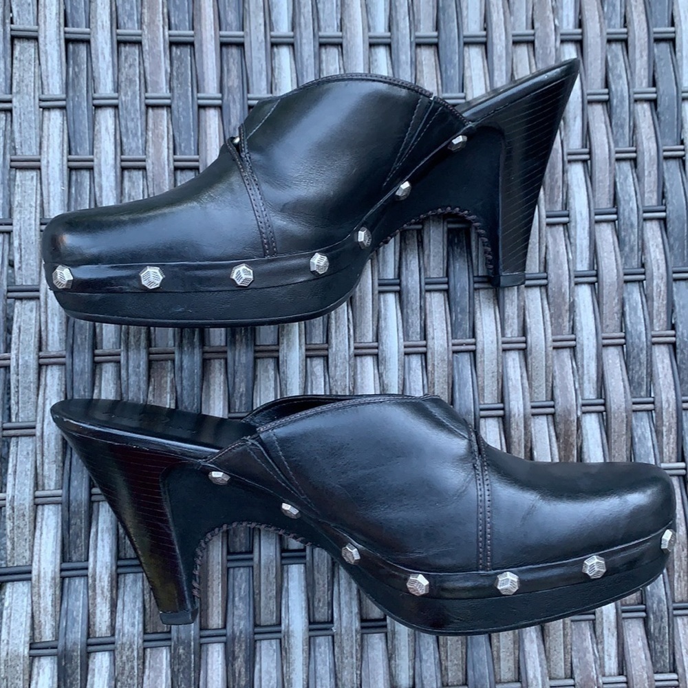 Cole Haan Kenna Clog Black Leather Studded Mules - Picture 1 of 16